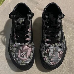 Vans Black and Pink Floral Platform